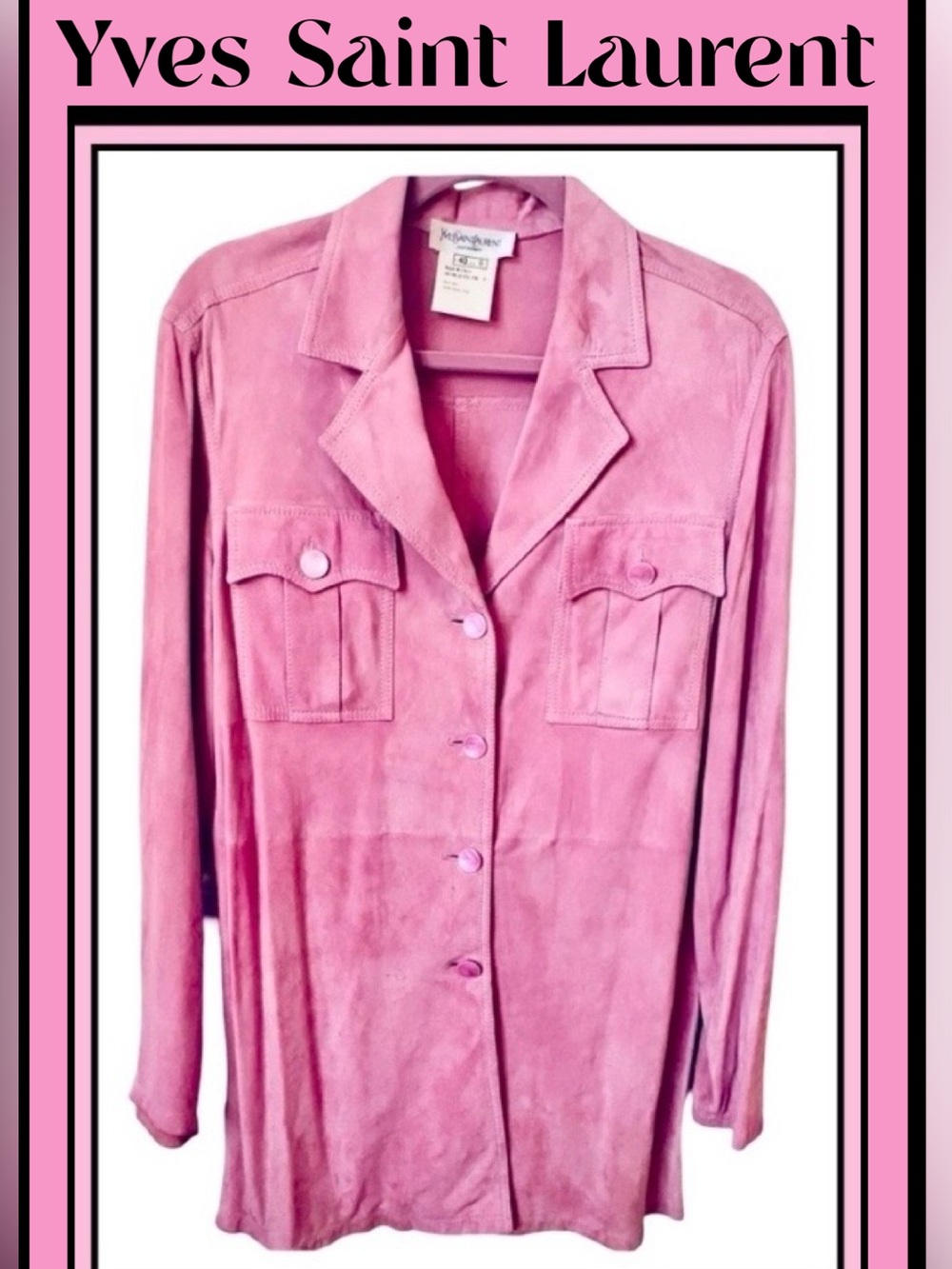 Vtg YVES SAINT LAURENT Encore Italy
Pink Suede Shirt Jacket 40/8